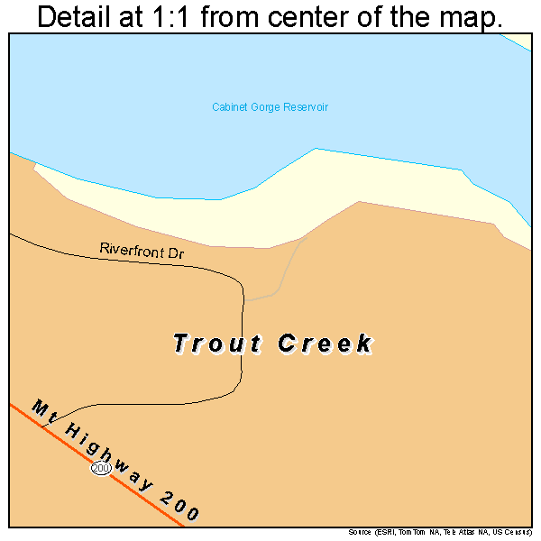 Trout Creek, Montana road map detail