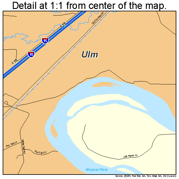 Ulm, Montana road map detail