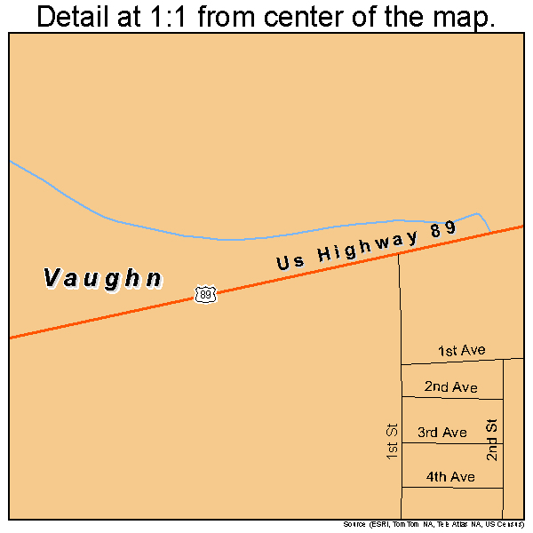 Vaughn, Montana road map detail