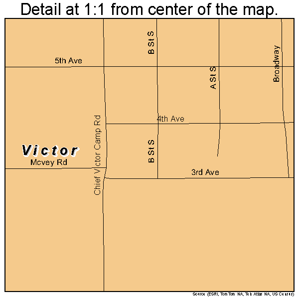 Victor, Montana road map detail