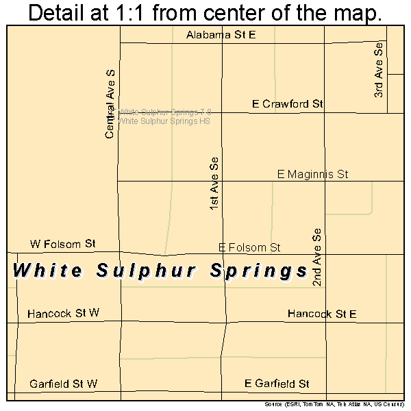 White Sulphur Springs, Montana road map detail