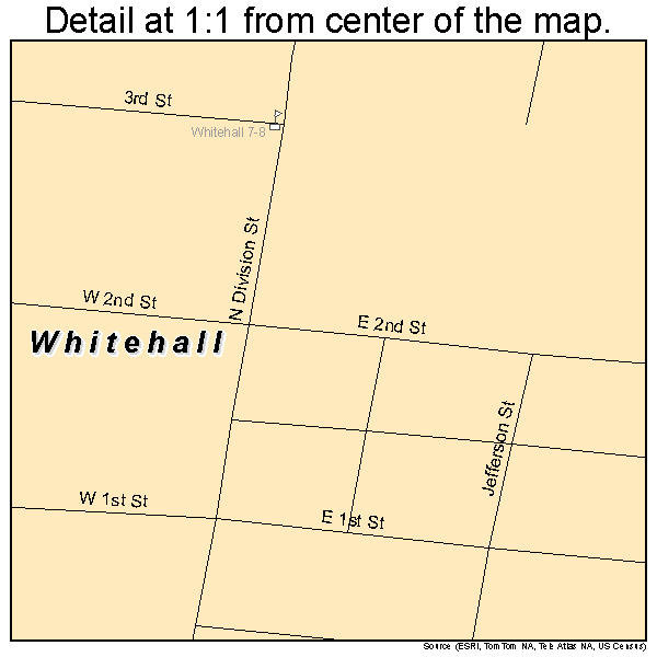 Whitehall, Montana road map detail