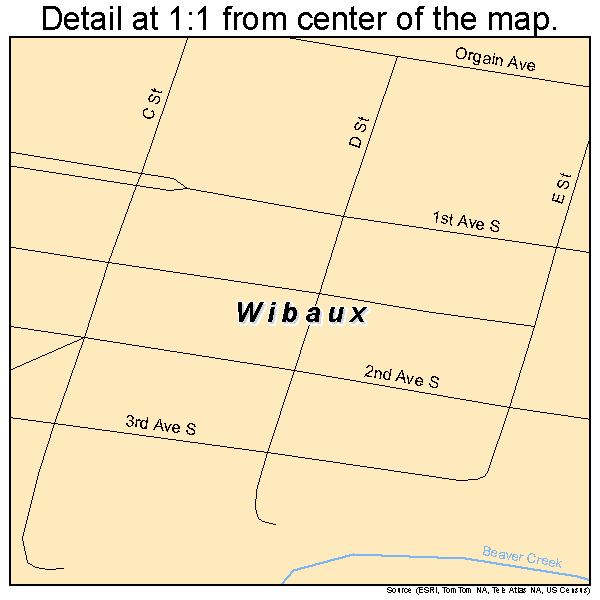 Wibaux, Montana road map detail