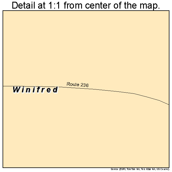 Winifred, Montana road map detail