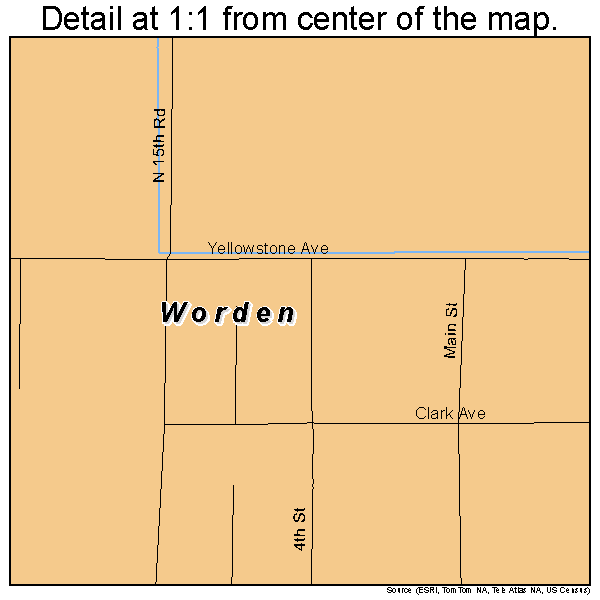 Worden, Montana road map detail