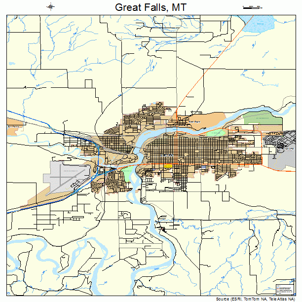 Great Falls, MT street map