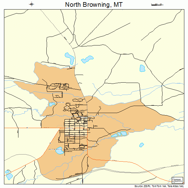 North Browning, MT street map