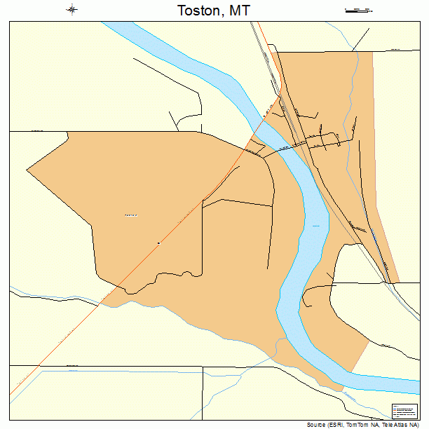 Toston, MT street map