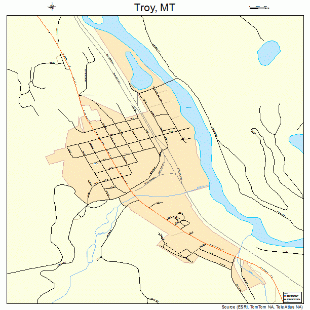 Troy, MT street map