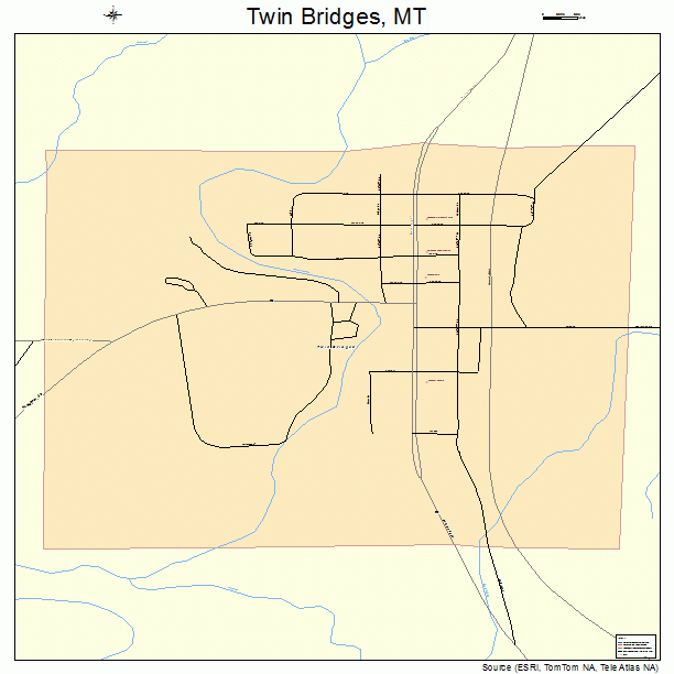 Twin Bridges, MT street map