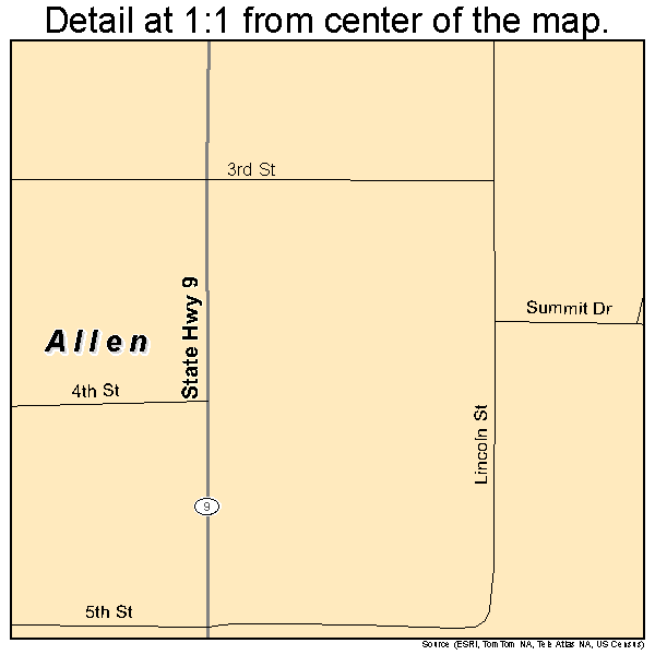 Allen, Nebraska road map detail