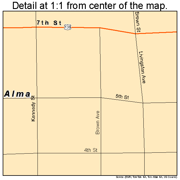 Alma, Nebraska road map detail
