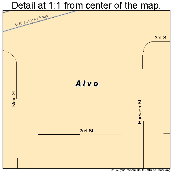 Alvo, Nebraska road map detail