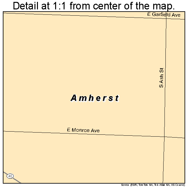 Amherst, Nebraska road map detail