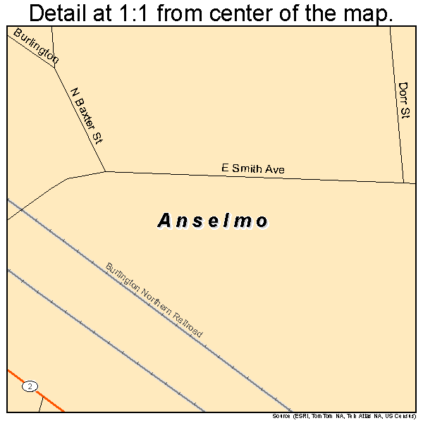 Anselmo, Nebraska road map detail