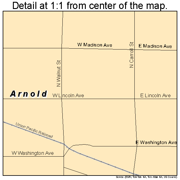 Arnold, Nebraska road map detail