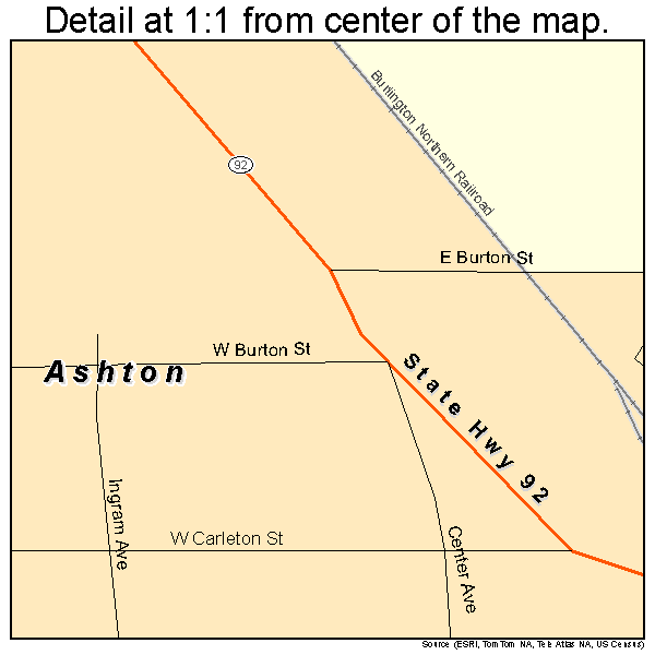 Ashton, Nebraska road map detail