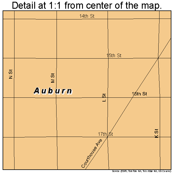 Auburn, Nebraska road map detail