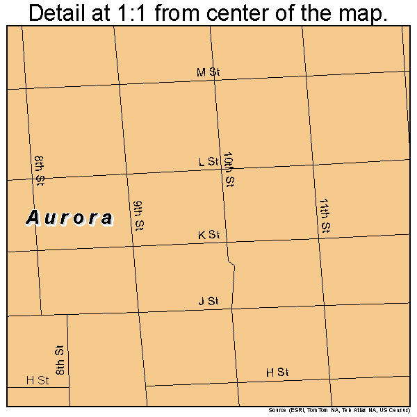 Aurora, Nebraska road map detail