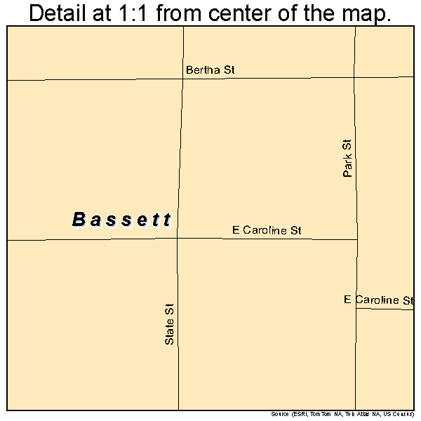 Bassett, Nebraska road map detail