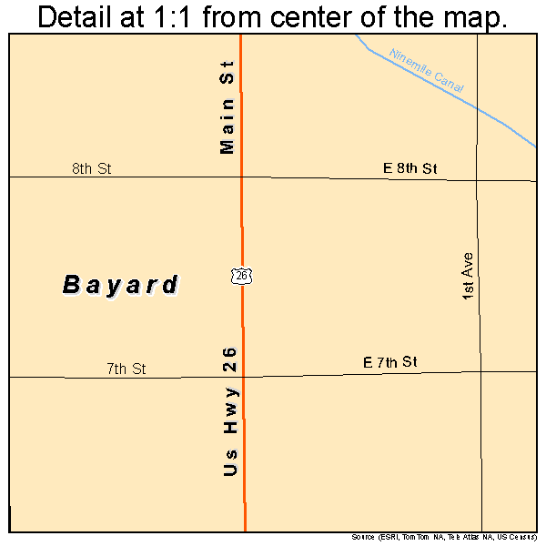 Bayard, Nebraska road map detail