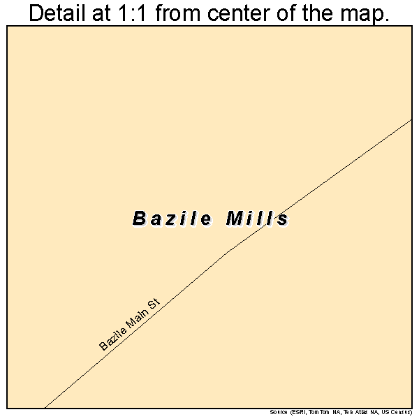 Bazile Mills, Nebraska road map detail