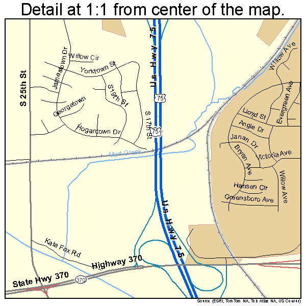 Bellevue, Nebraska road map detail