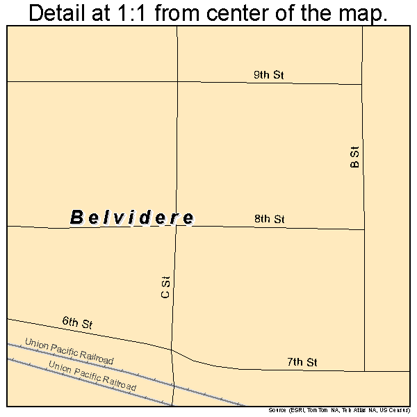 Belvidere, Nebraska road map detail