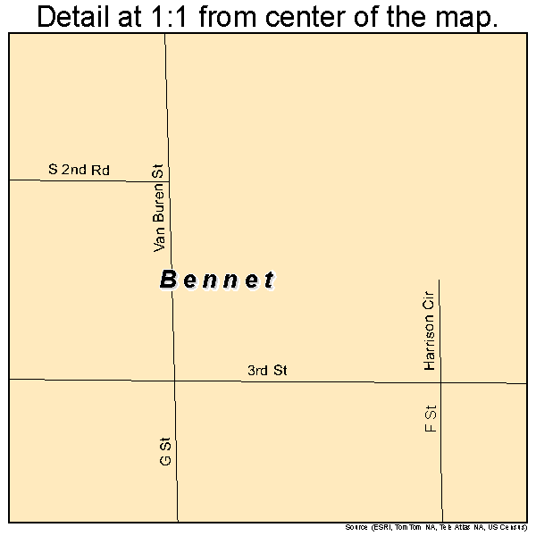 Bennet, Nebraska road map detail