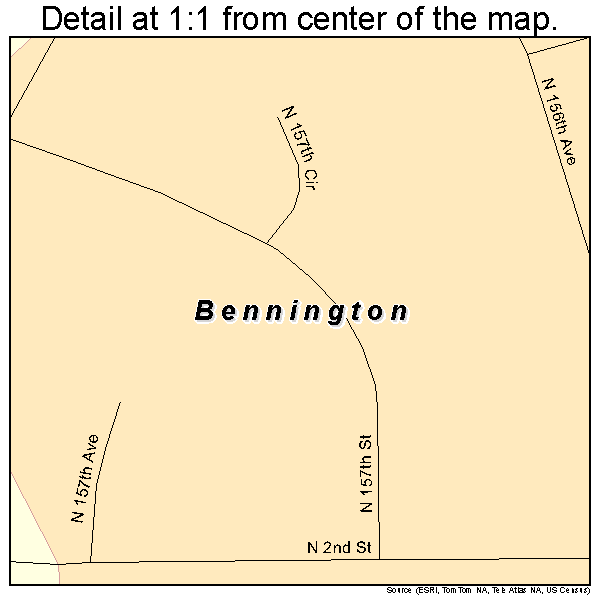 Bennington, Nebraska road map detail