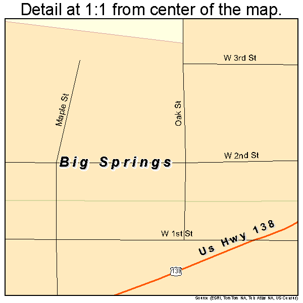 Big Springs, Nebraska road map detail