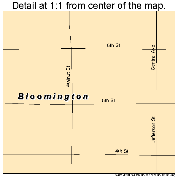 Bloomington, Nebraska road map detail