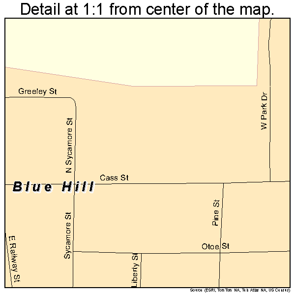 Blue Hill, Nebraska road map detail