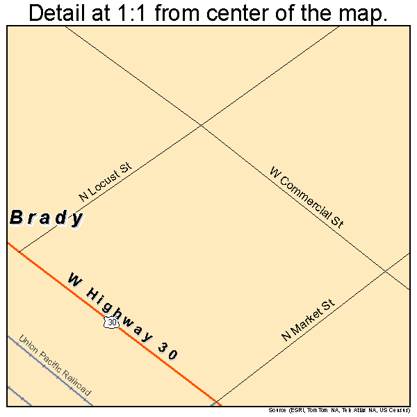 Brady, Nebraska road map detail