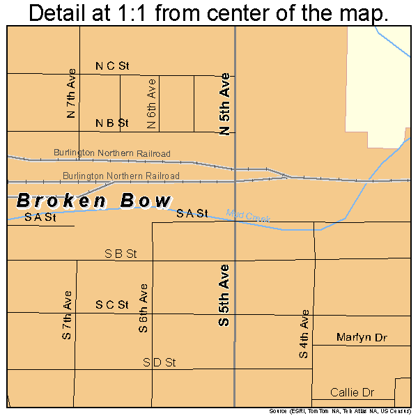 Broken Bow, Nebraska road map detail