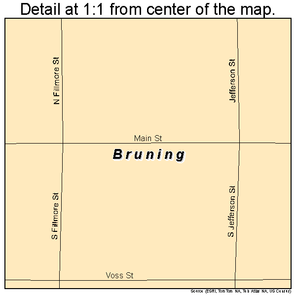 Bruning, Nebraska road map detail