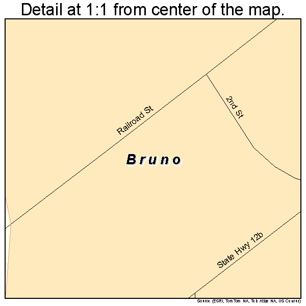 Bruno, Nebraska road map detail