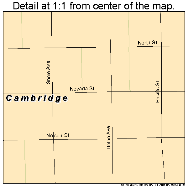 Cambridge, Nebraska road map detail