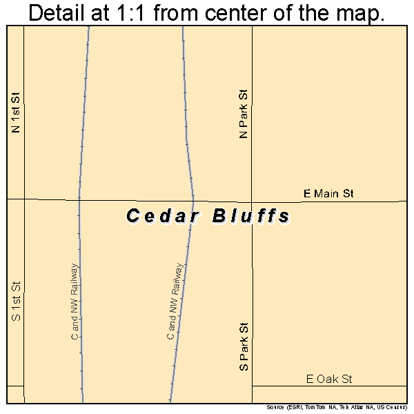 Cedar Bluffs, Nebraska road map detail