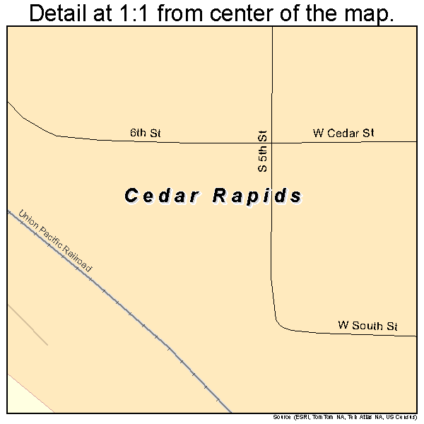 Cedar Rapids, Nebraska road map detail