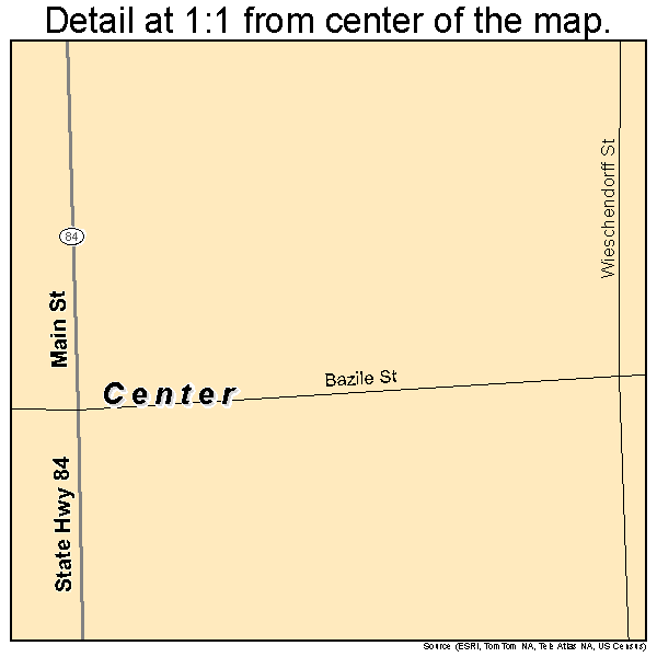 Center, Nebraska road map detail