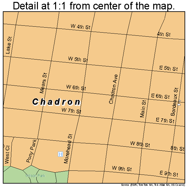 Chadron, Nebraska road map detail