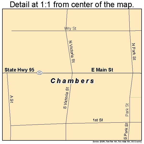Chambers, Nebraska road map detail