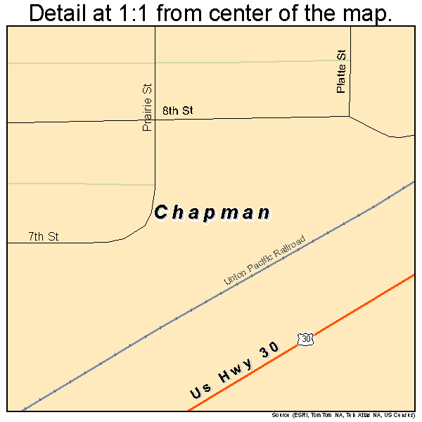 Chapman, Nebraska road map detail