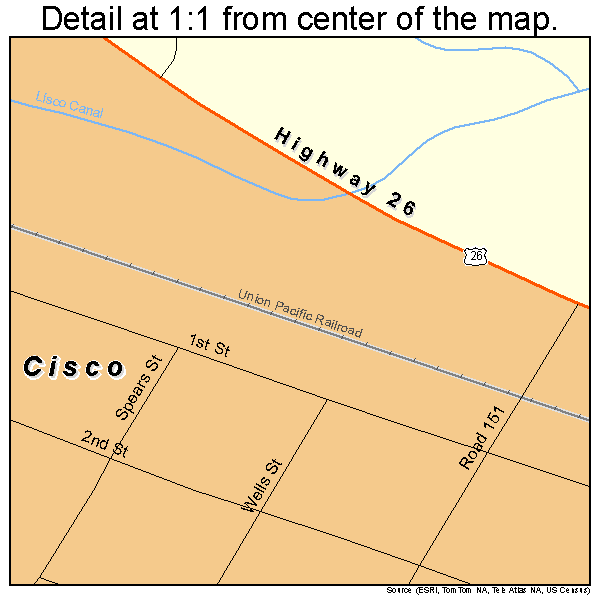 Cisco, Nebraska road map detail
