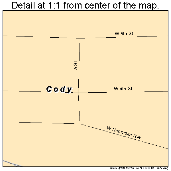 Cody, Nebraska road map detail