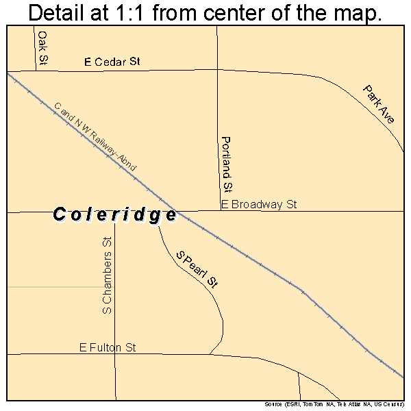 Coleridge, Nebraska road map detail