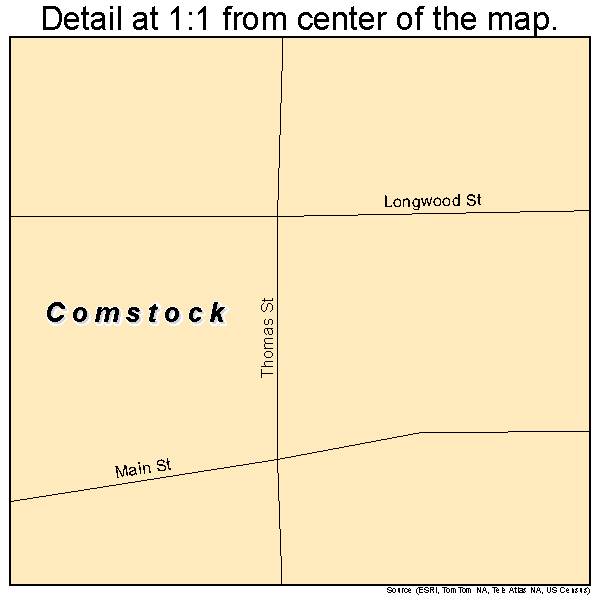 Comstock, Nebraska road map detail
