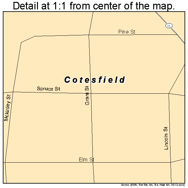 Cotesfield, Nebraska road map detail