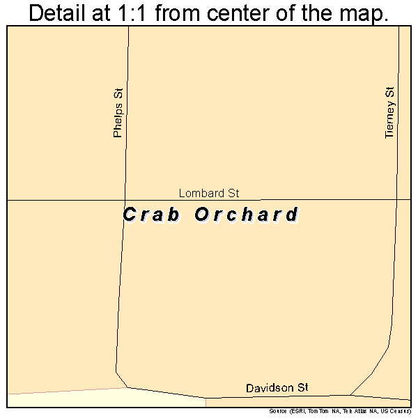 Crab Orchard, Nebraska road map detail
